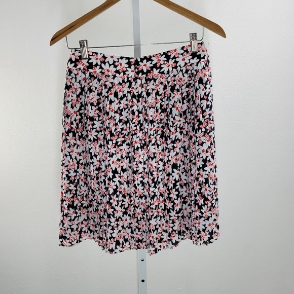 J. CREW Floral pleated mini skirt blue Sz 2 - Picture 3 of 6